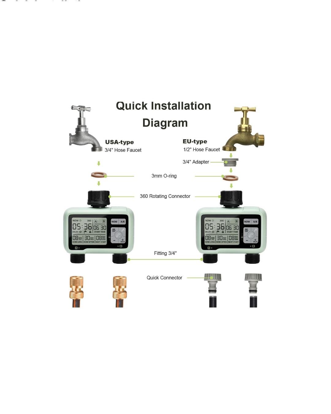 تایمر آبیاری, تایمر آبیاری دیجیتال تایمر آبیاری قطره ای دو خروجی HCT-326 فاقد جنسیت برند جوگی