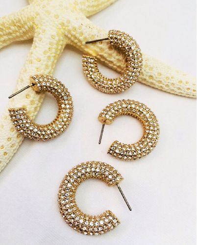 گوشواره نيم حلقه فول نگين زنانه Tosh