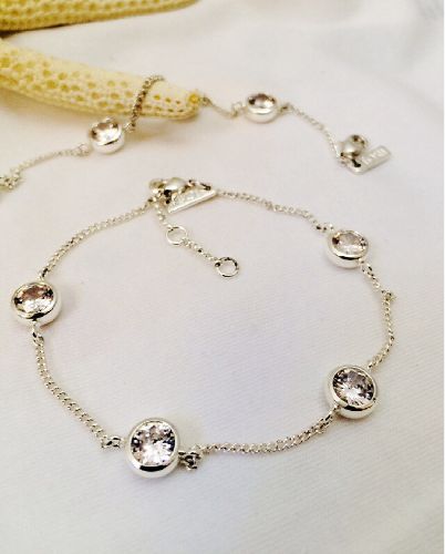 دست بند نگينى زيركنيا زنانه Tosh Free نقره ای