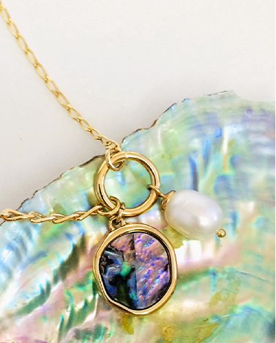 گردنبند اويز صدف و مرواريد زنانه Tosh