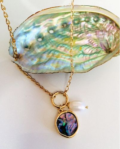 گردنبند اويز صدف و مرواريد زنانه Tosh