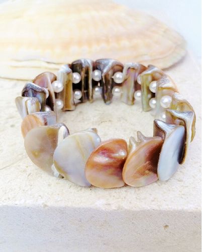 دست بند ساحلى كشى صدف و مرواريد زنانه Tosh