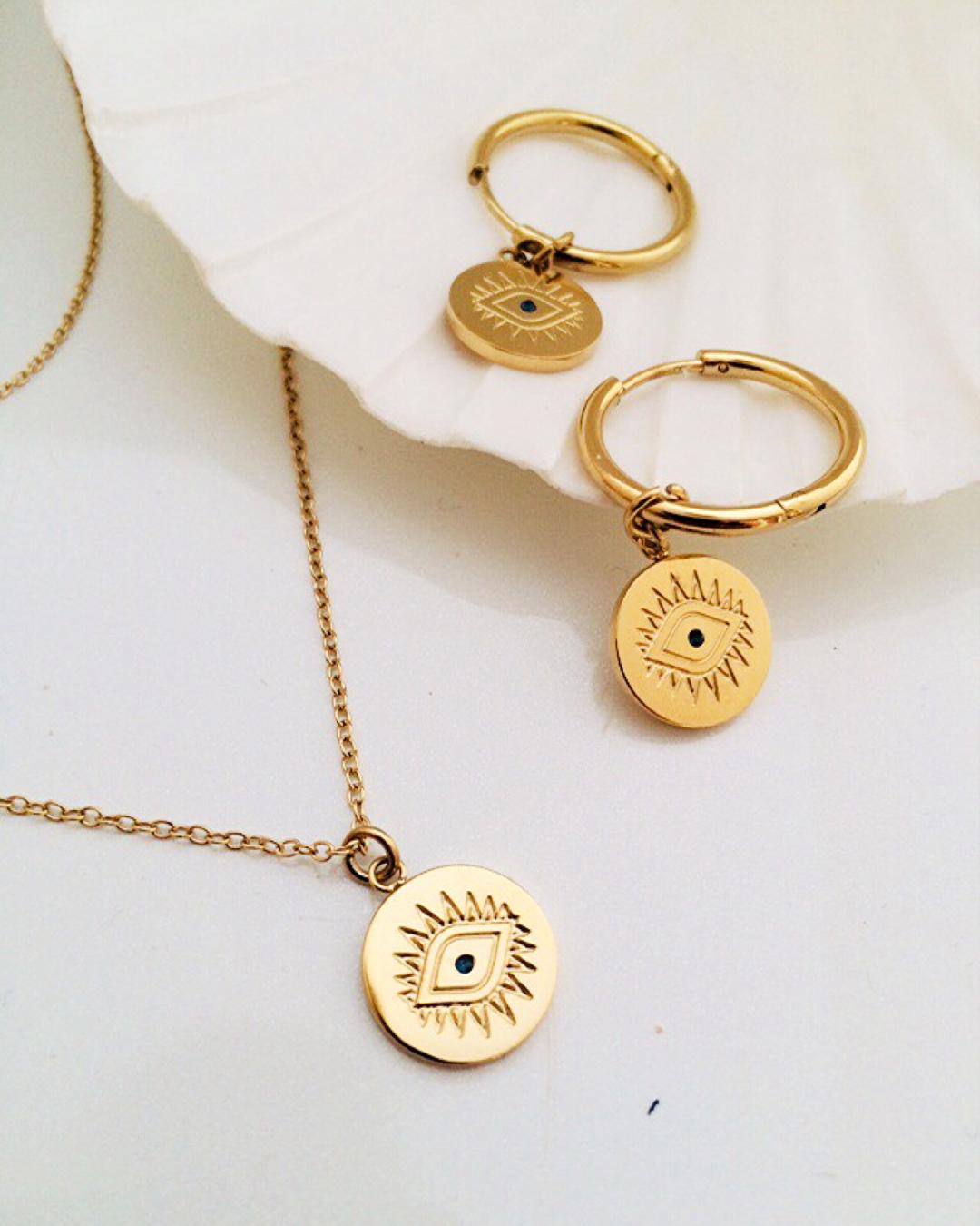 ست بدلیجات گردنبند و گوشواره چشم نظر زنانه Tosh
