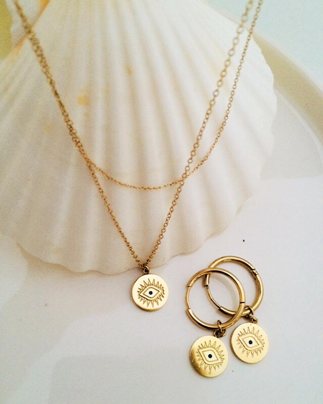 ست بدلیجات گردنبند و گوشواره چشم نظر زنانه Tosh