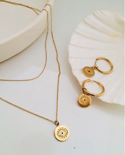 ست بدلیجات گردنبند و گوشواره چشم نظر زنانه Tosh