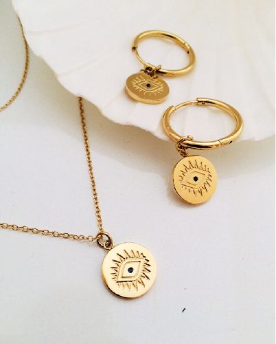 ست بدلیجات گردنبند و گوشواره چشم نظر زنانه Tosh
