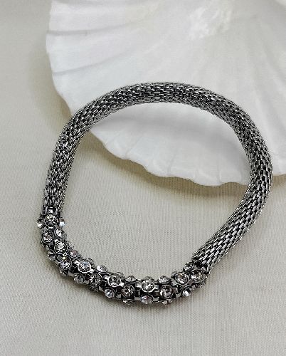 دست بند کشی نگینی زنانه Accessories Free نقره ای