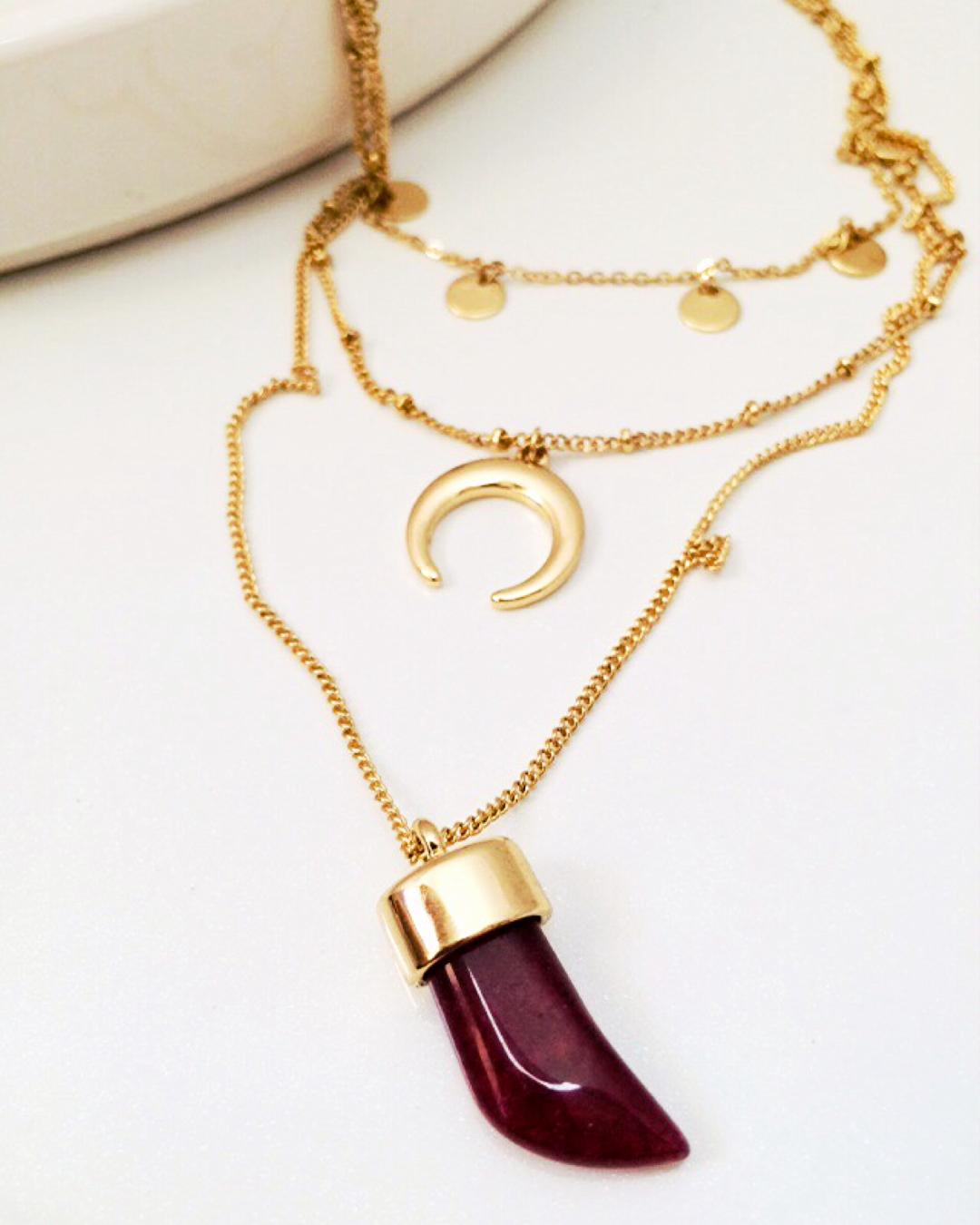 گردنبند رو لباسى ٣ لاين بوهو زنانه Tosh