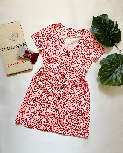 پیراهن گل گلی لینن زنانه FreeBrand