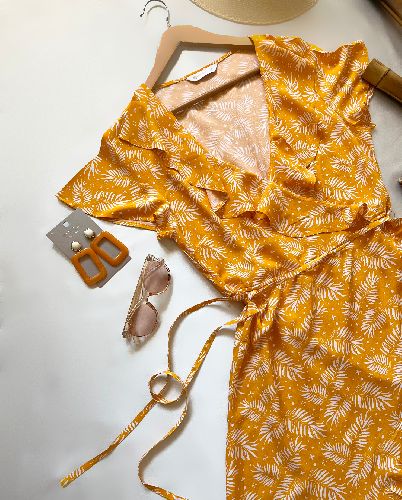 پیراهن هاوایی نخی زنانه Collection L نارنجی