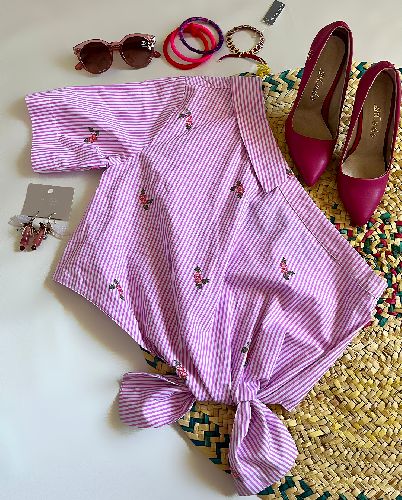 تیشرت کراپ یه طرفه گره ای زنانه Splash