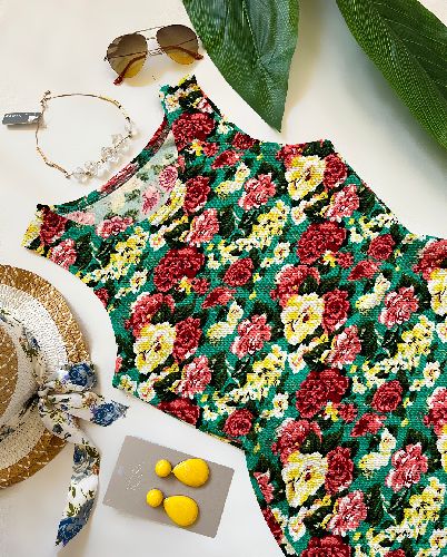 پیراهن گل گلی زنانه E & D L-40 رنگارنگ