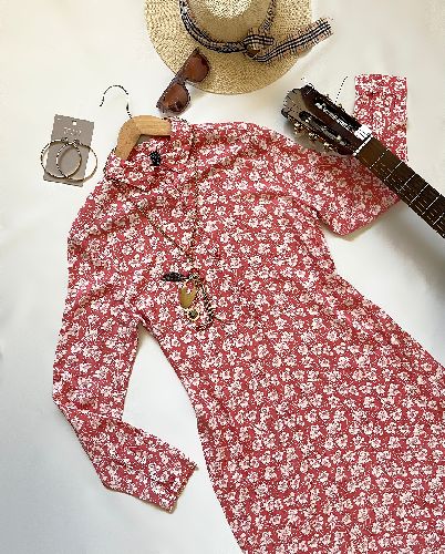 پیراهن مانتویی گل گلی زنانه FAV