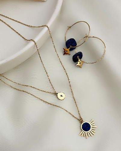 ست بدلیجات استیل سنگ لاجورد زنانه Tosh