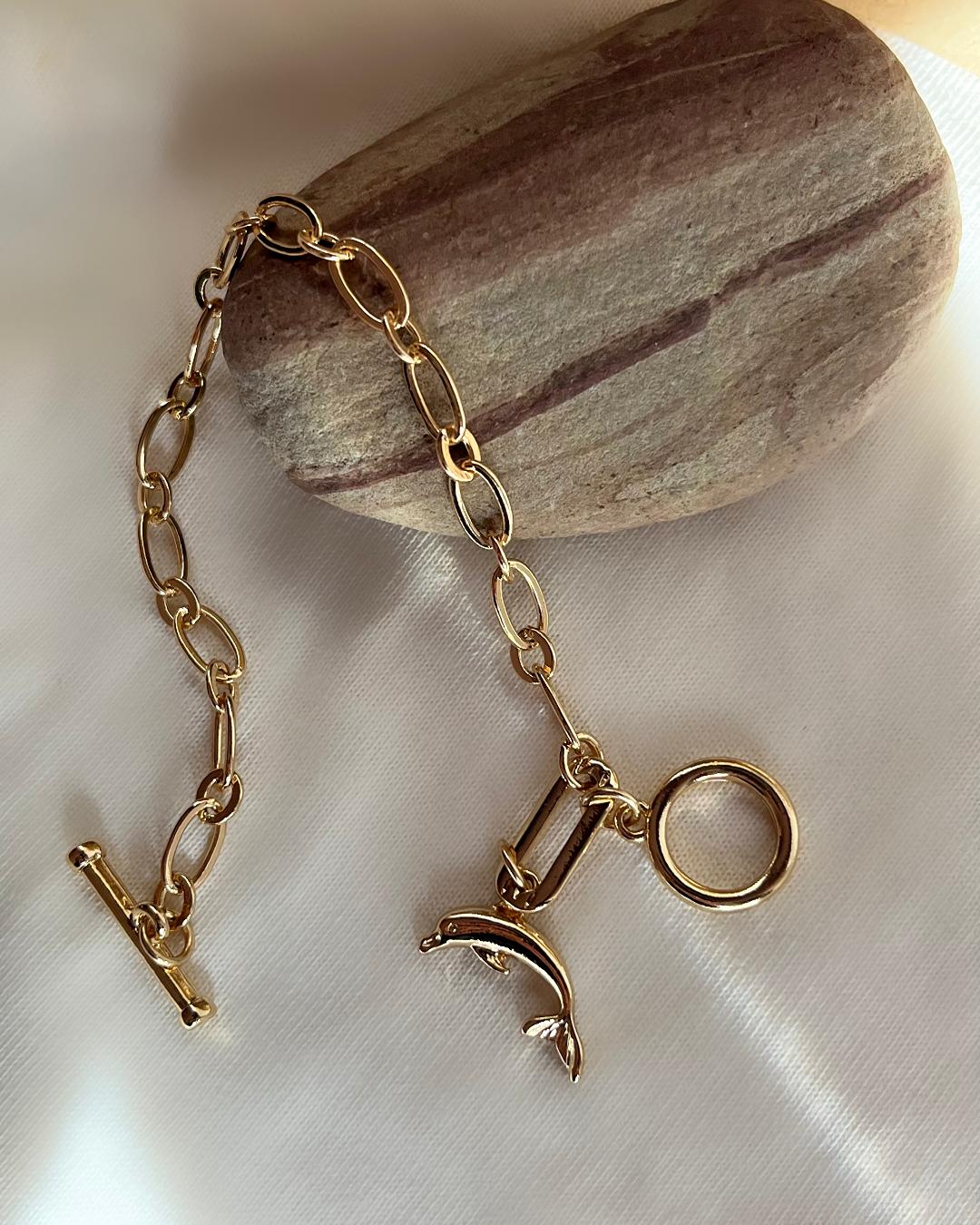 دست بند هرمس قفل T و اویز دلفین زنانه Accessories