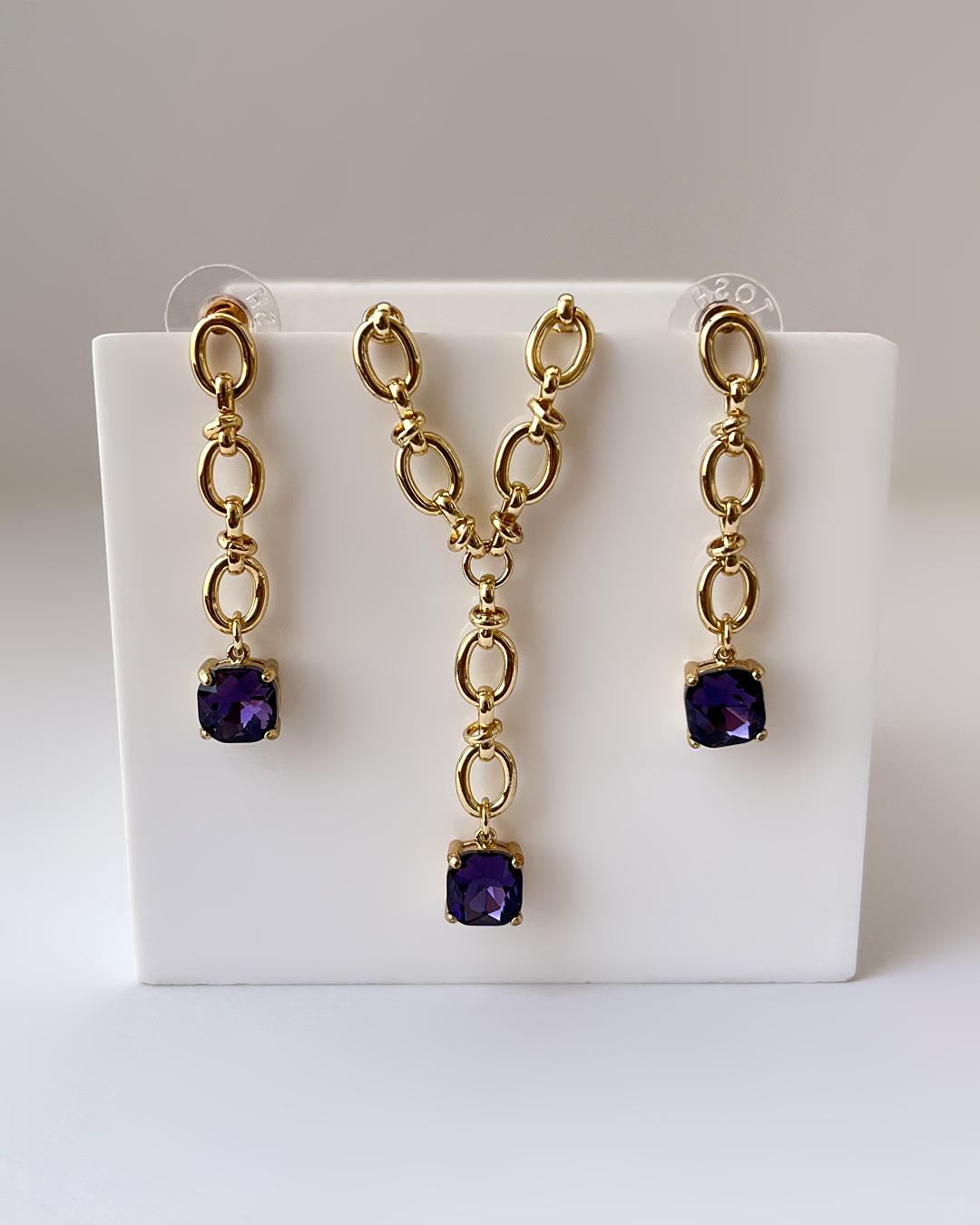 ست بدلیجات گردنبند و گوشواره کبود زنانه Tosh