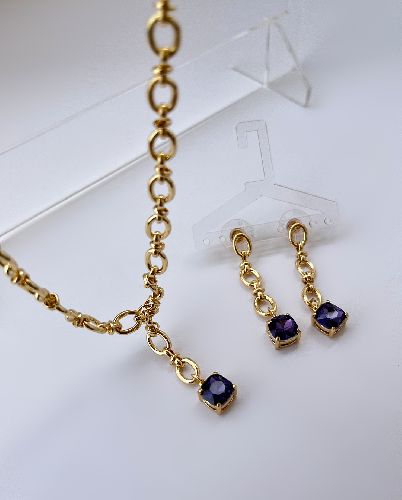 ست بدلیجات گردنبند و گوشواره کبود زنانه Tosh